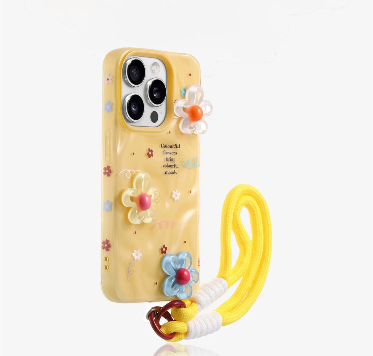 Ccolourful flower case with dots flowers and charm