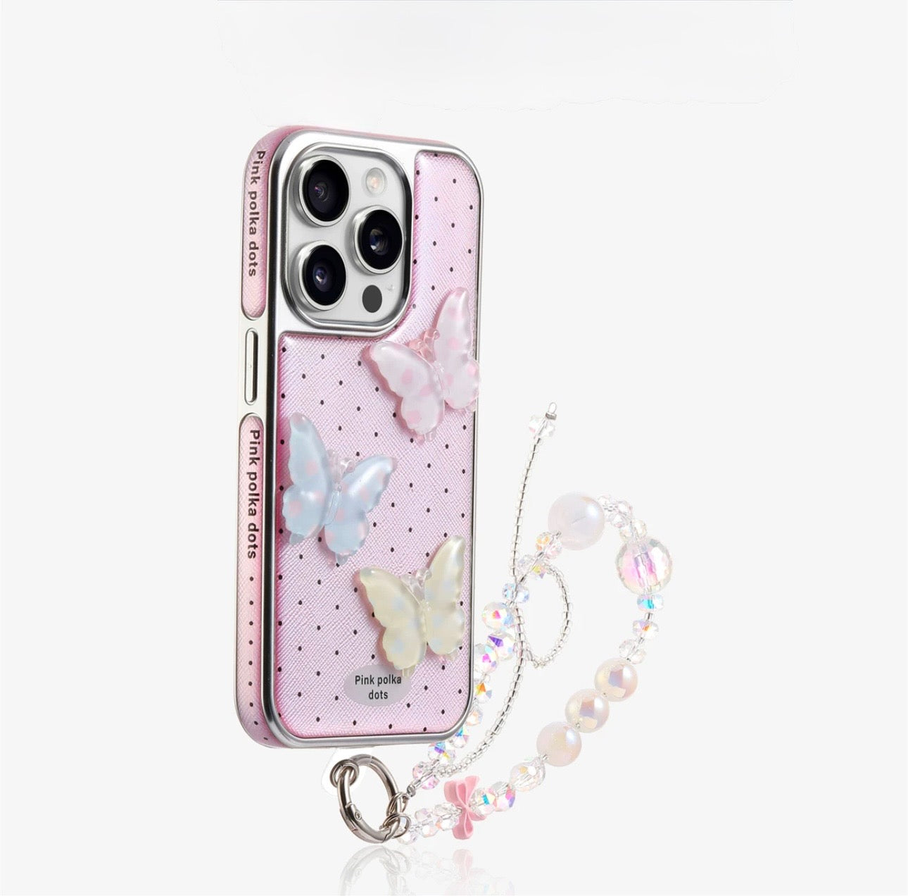 Pink Polka Dots Butterfly Case For Iphones