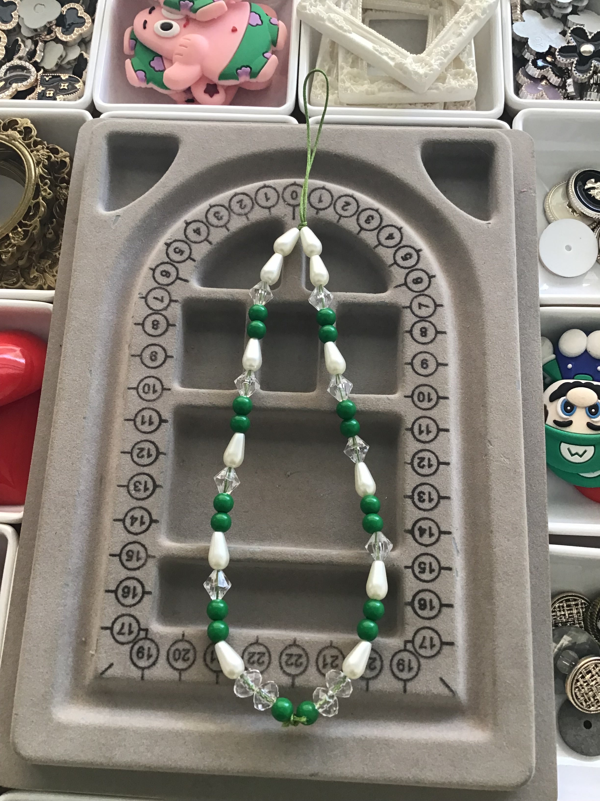 Green Pearl Phone Charm