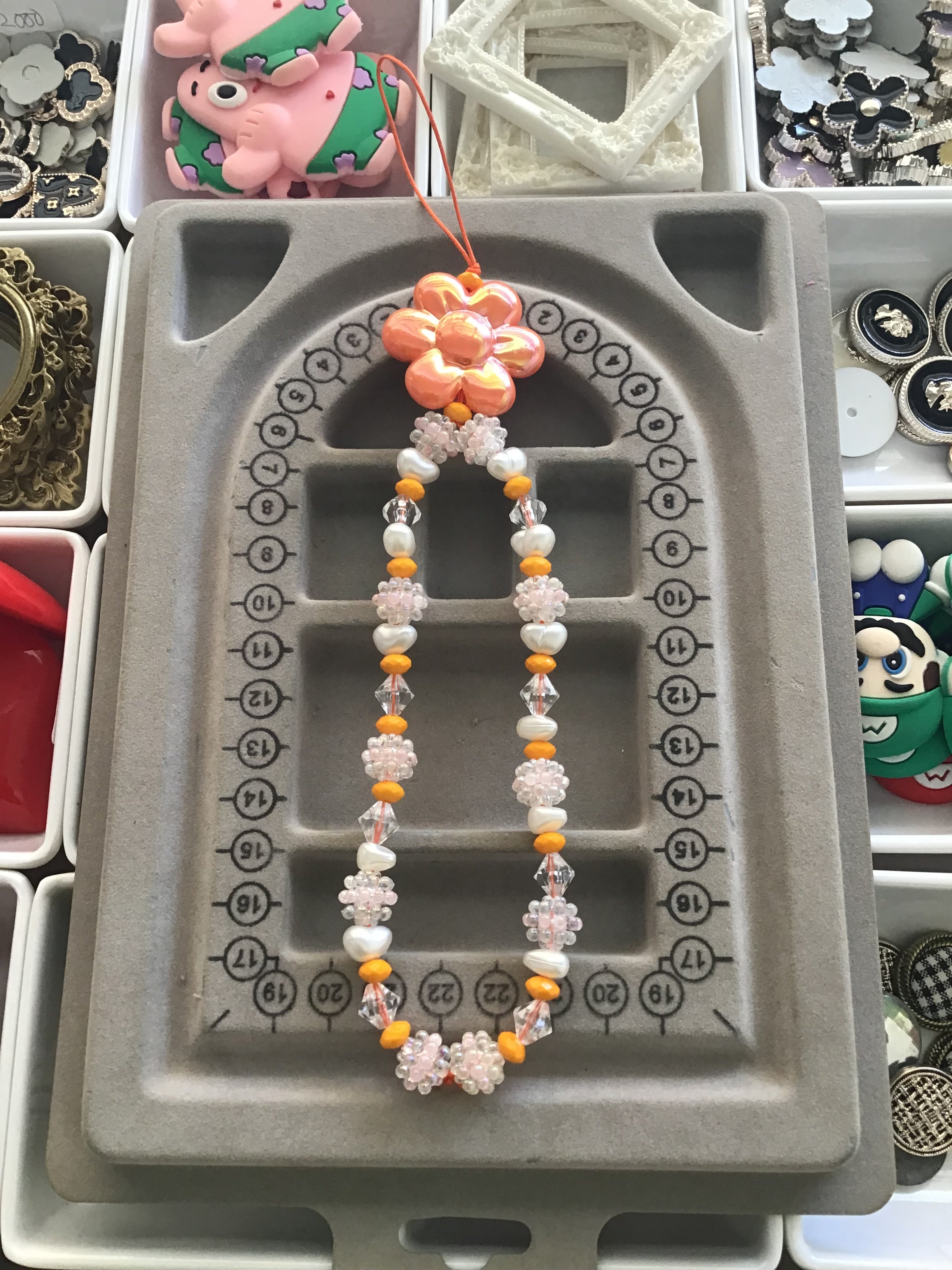 Orange flower Phone Charm