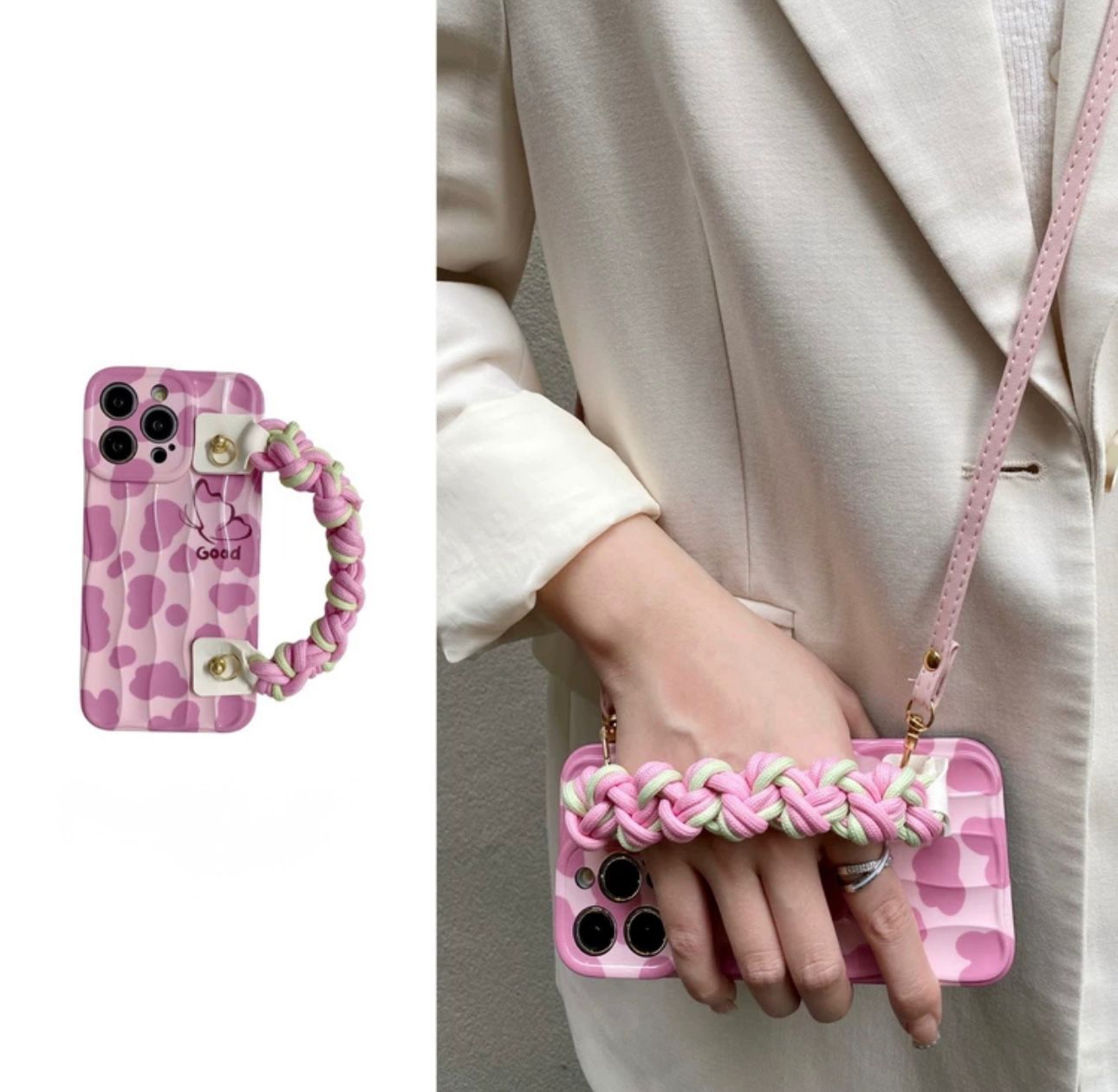 Heavy Pink necklace crossbody phone case