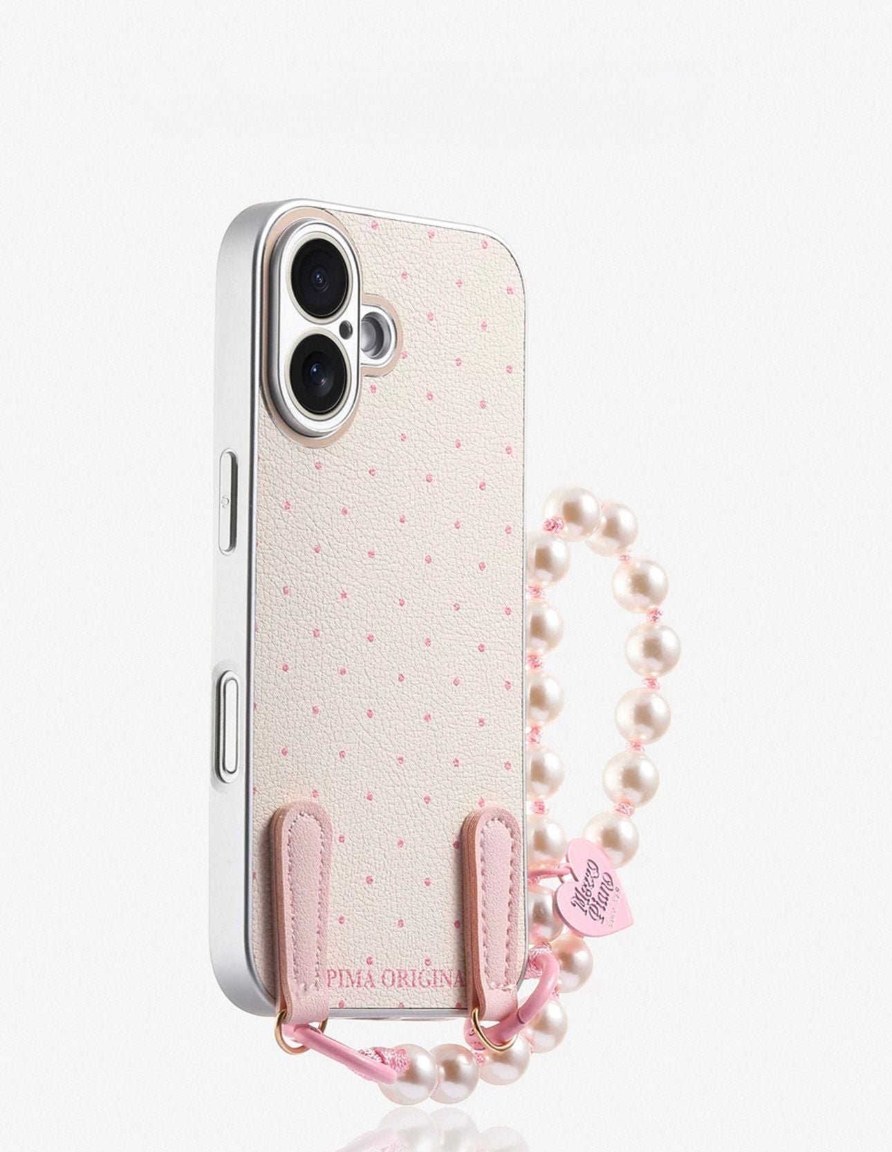 Pre-Order Polka dot pink Case with charm For IPhone