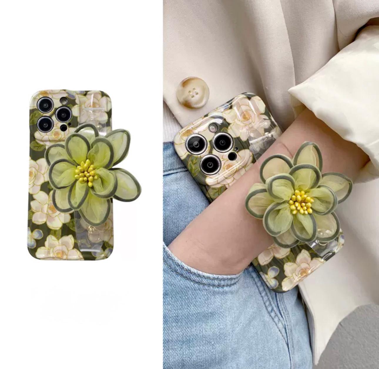 Shokckproof flower frame case with handstrap For Iphone