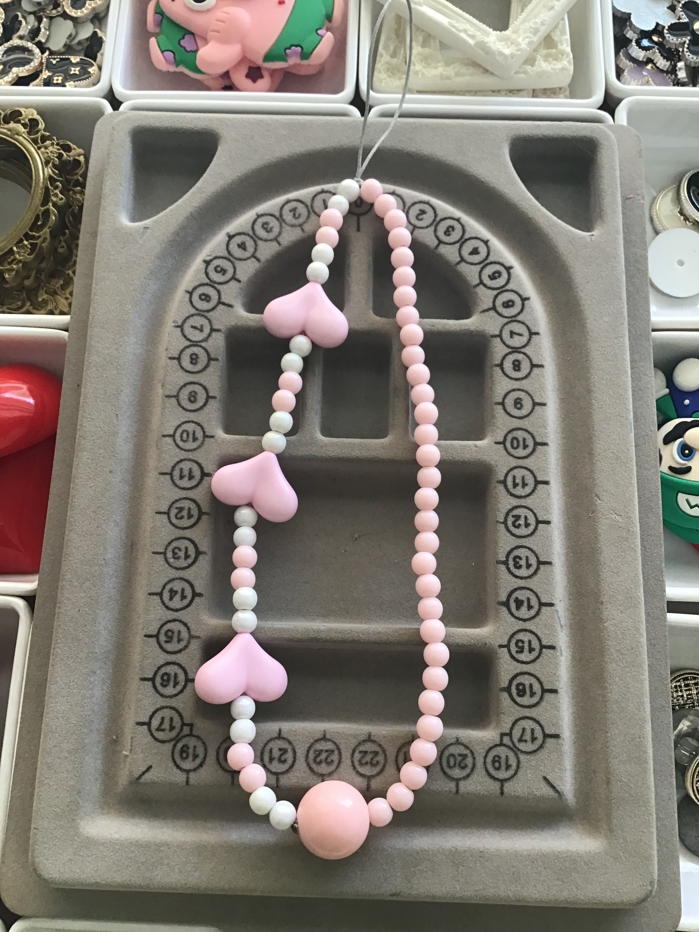 Heart Pearl Phone Charm