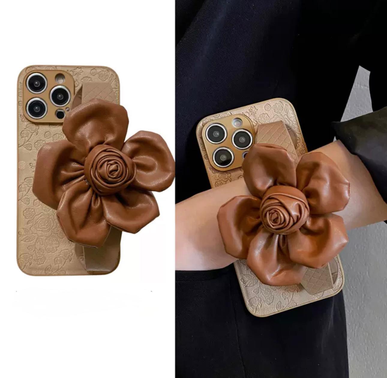 Rosy brown case with hand strap for iphone