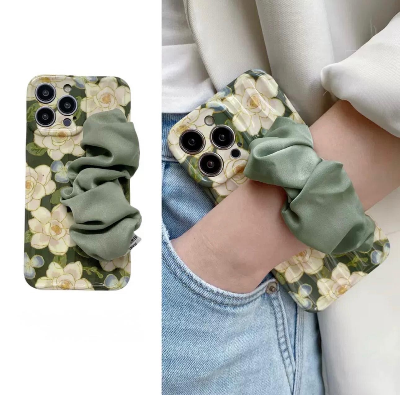 Wild flower case with handstrap For Iphone