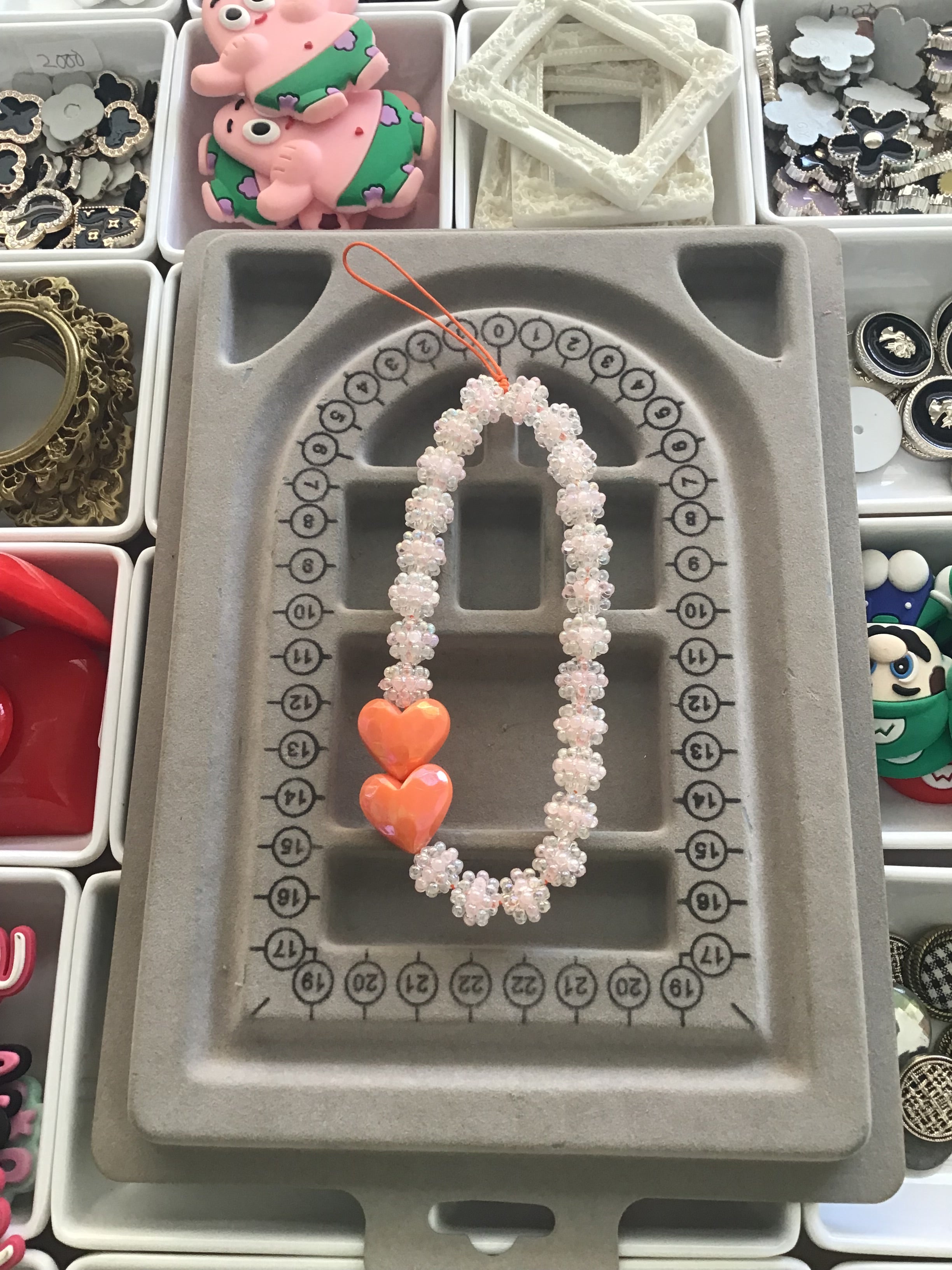 Orange heart Phone Charm