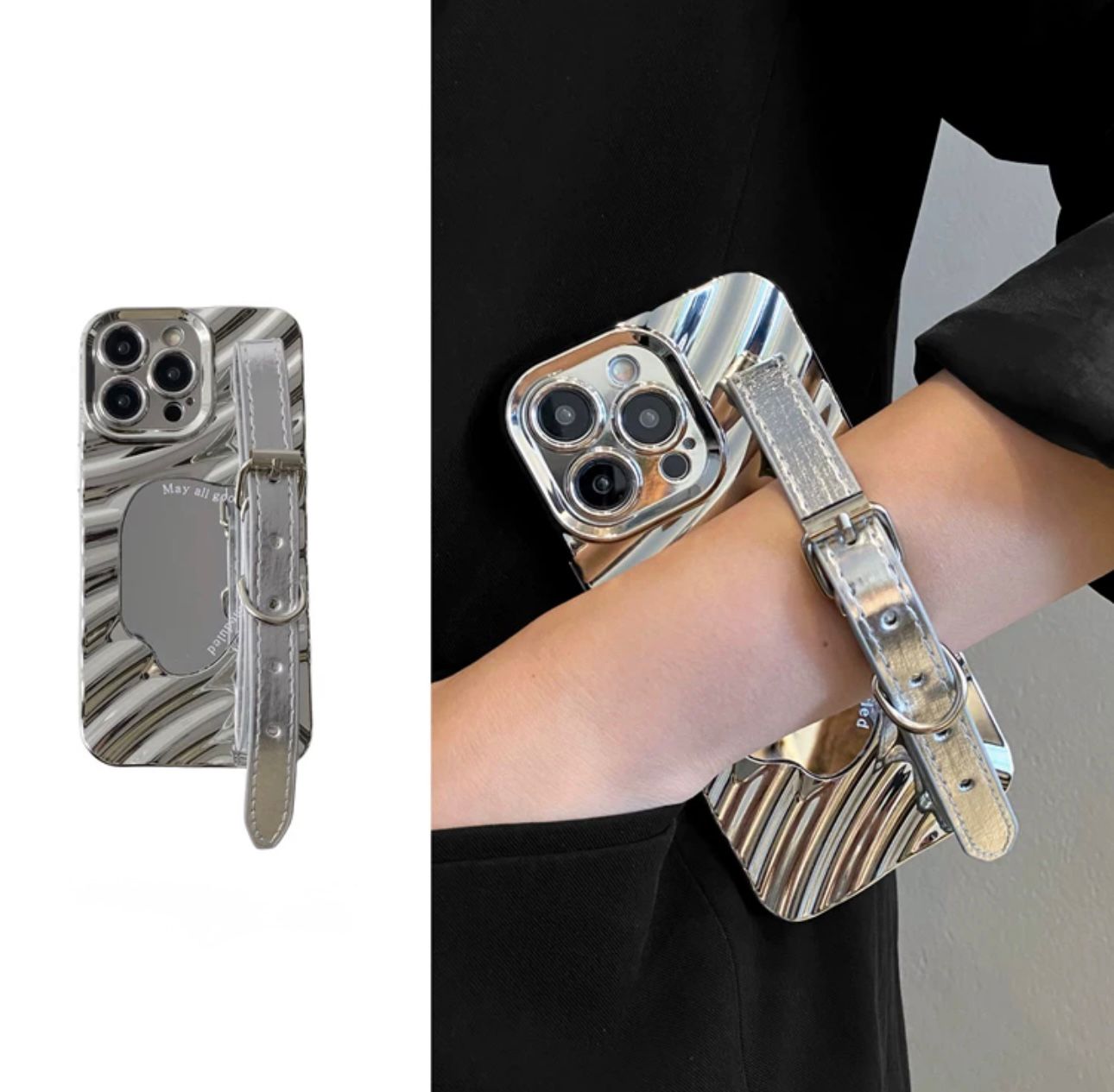 Sivery plating case with hand-holder for iphones