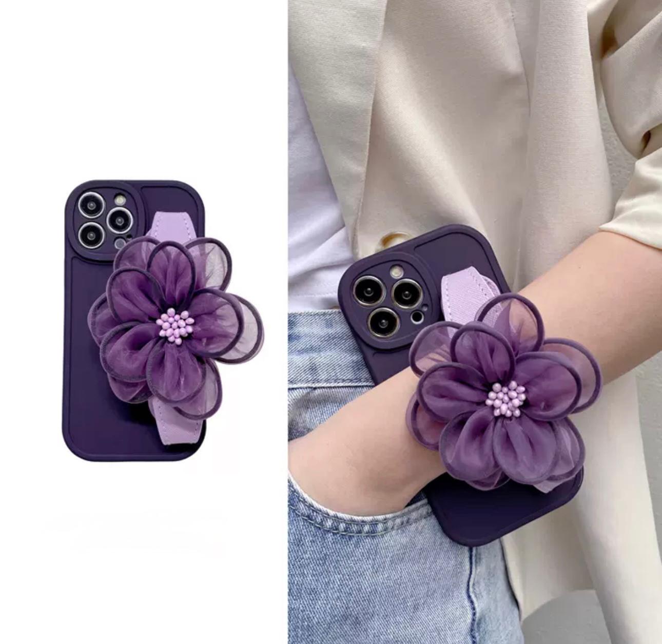 Purple levender case with hand strap for iphone
