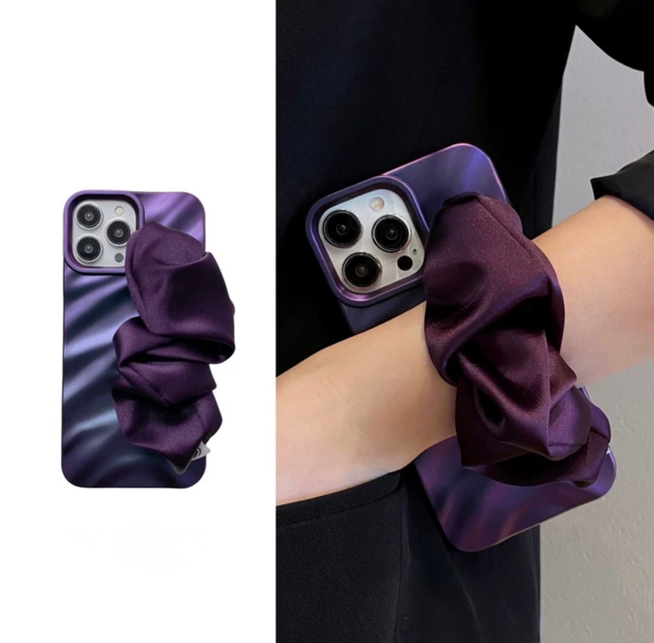 Plum purple case with hand strap for iphone