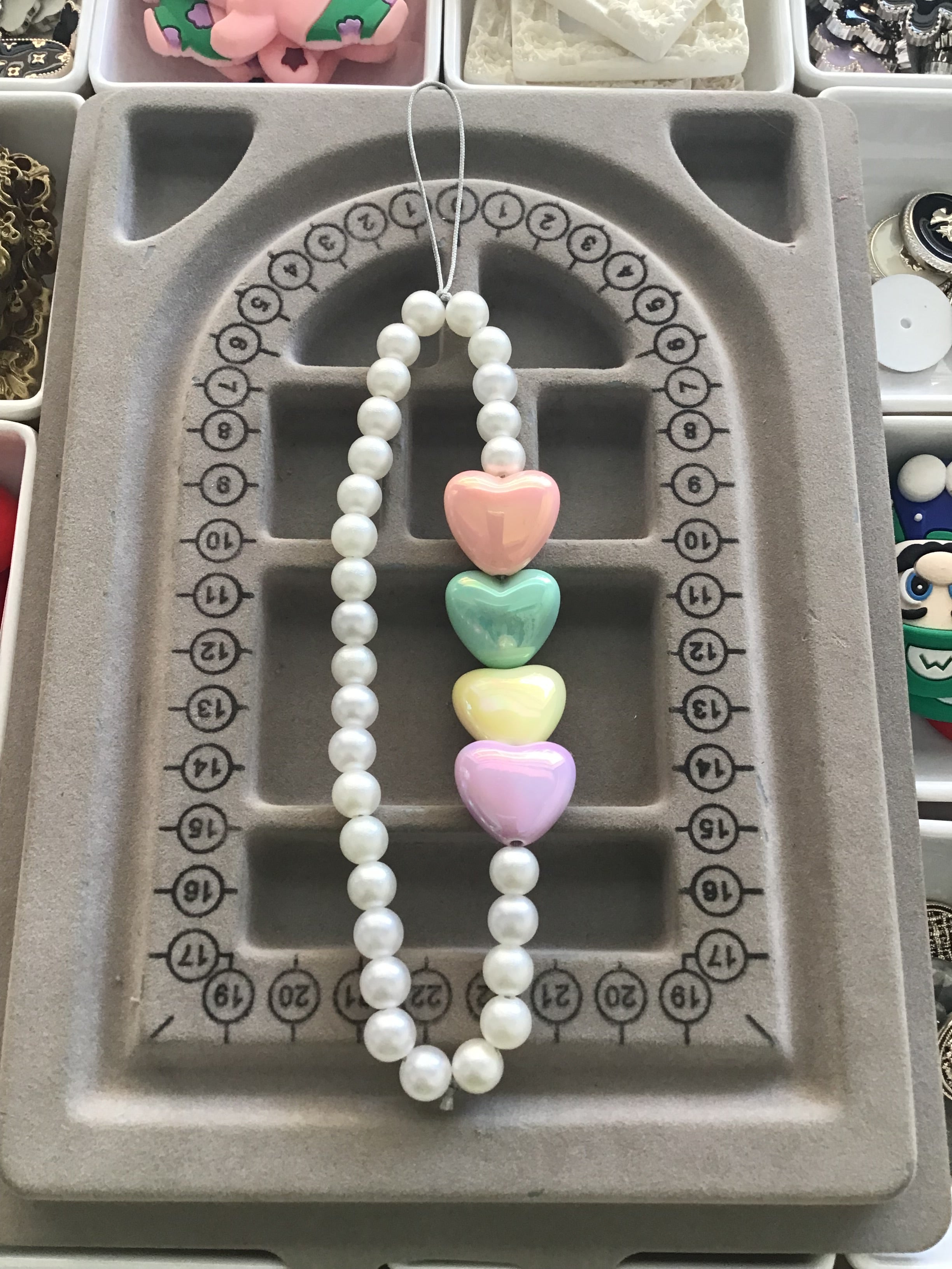 Colorful Heart Pearl Phone Charm