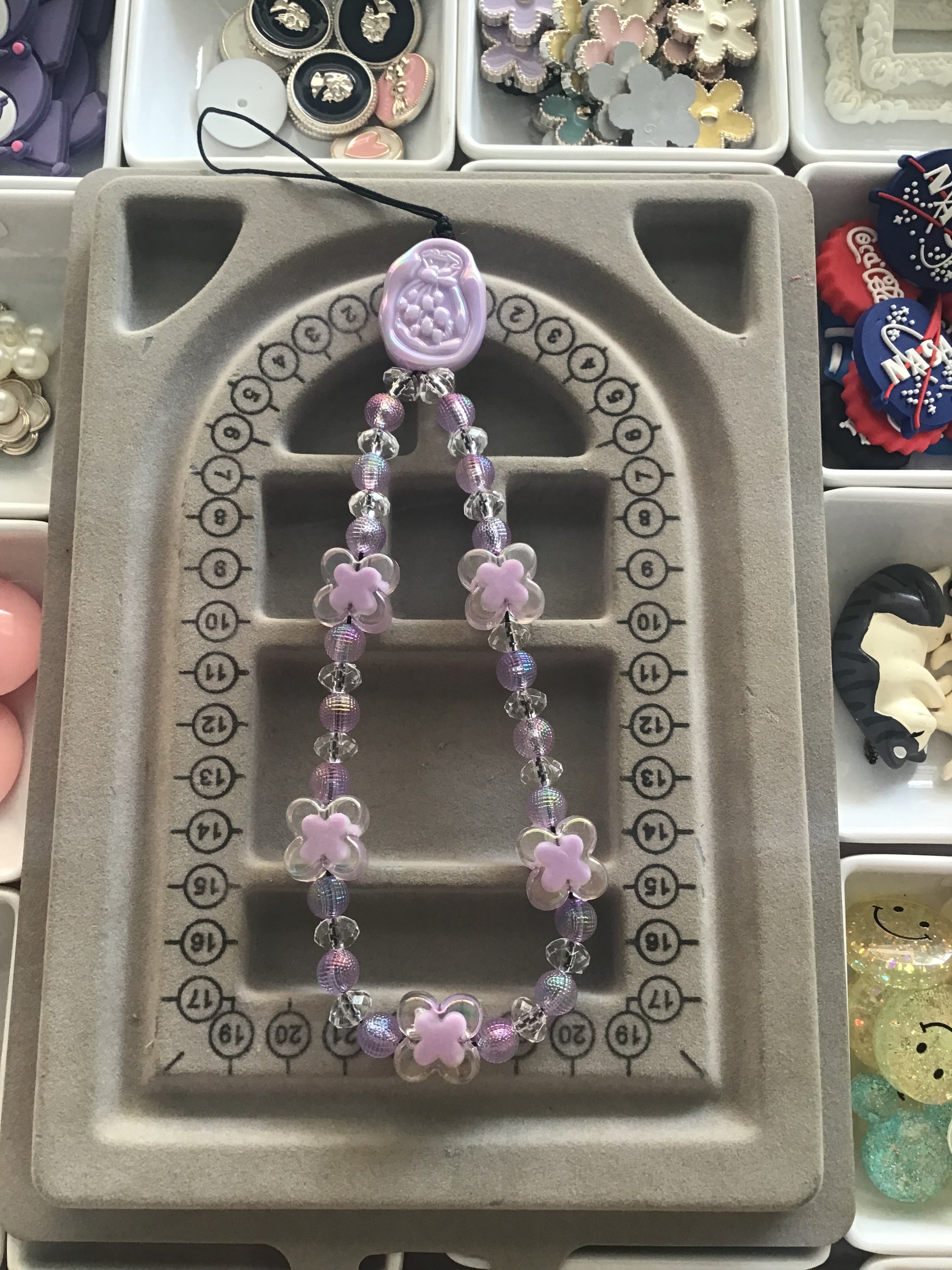 Purple flower Phone Charm