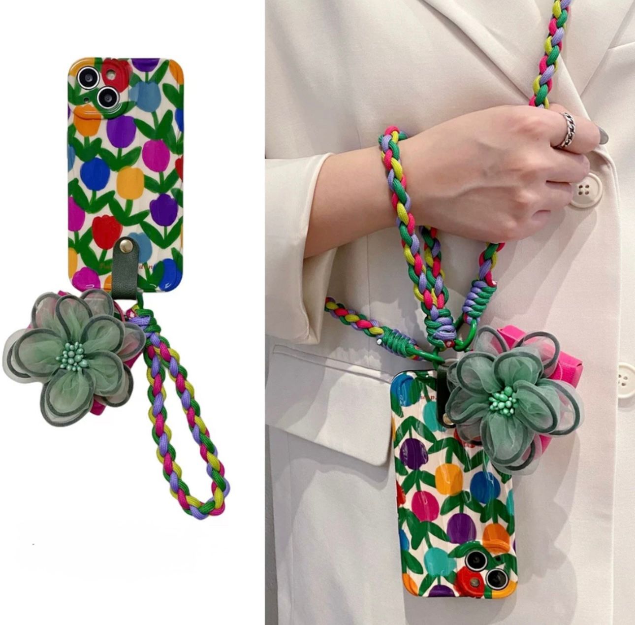 Rosy abbery case with crossbody for iphone