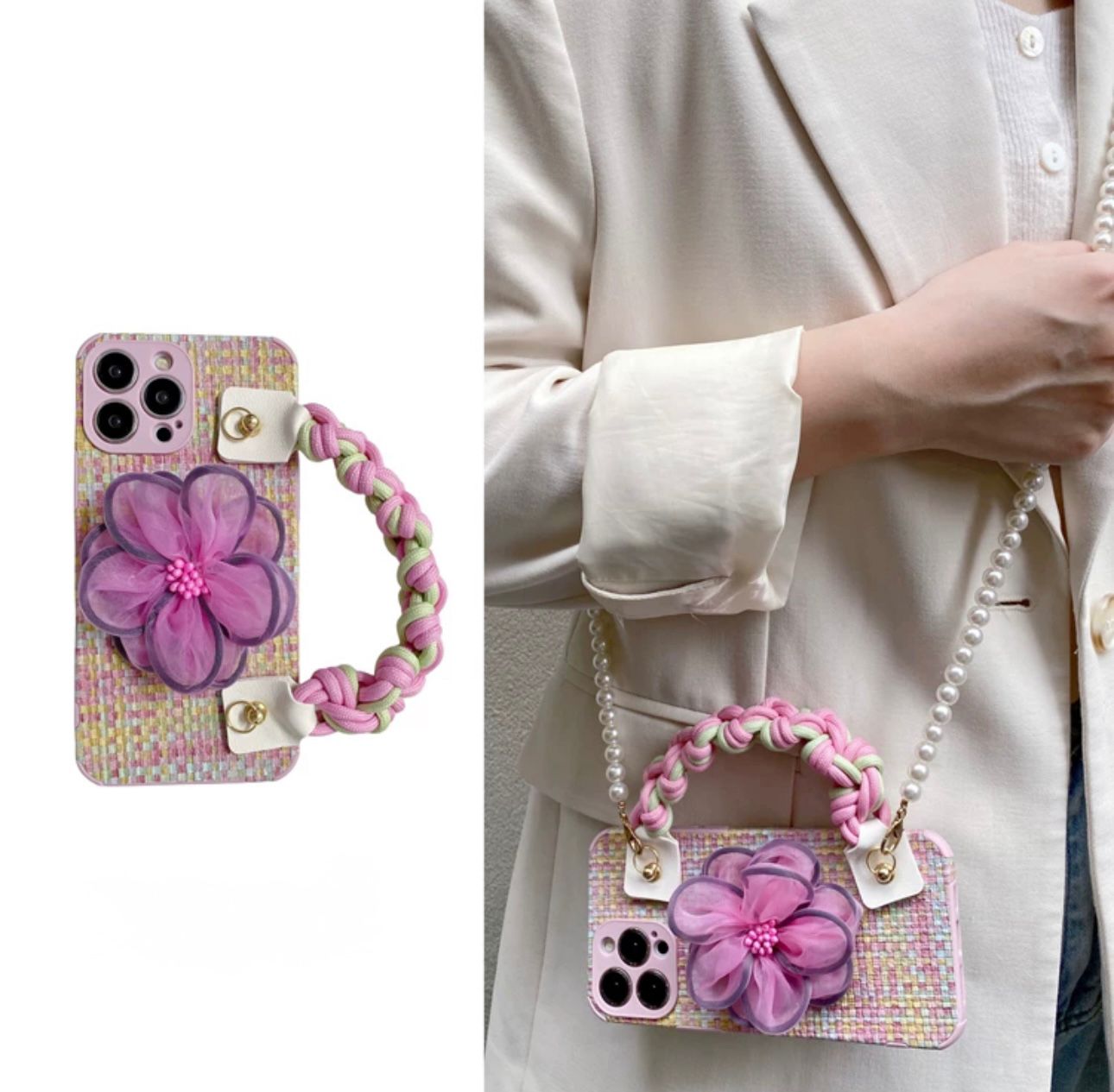 Daisy purple Handbag Case for iPhone