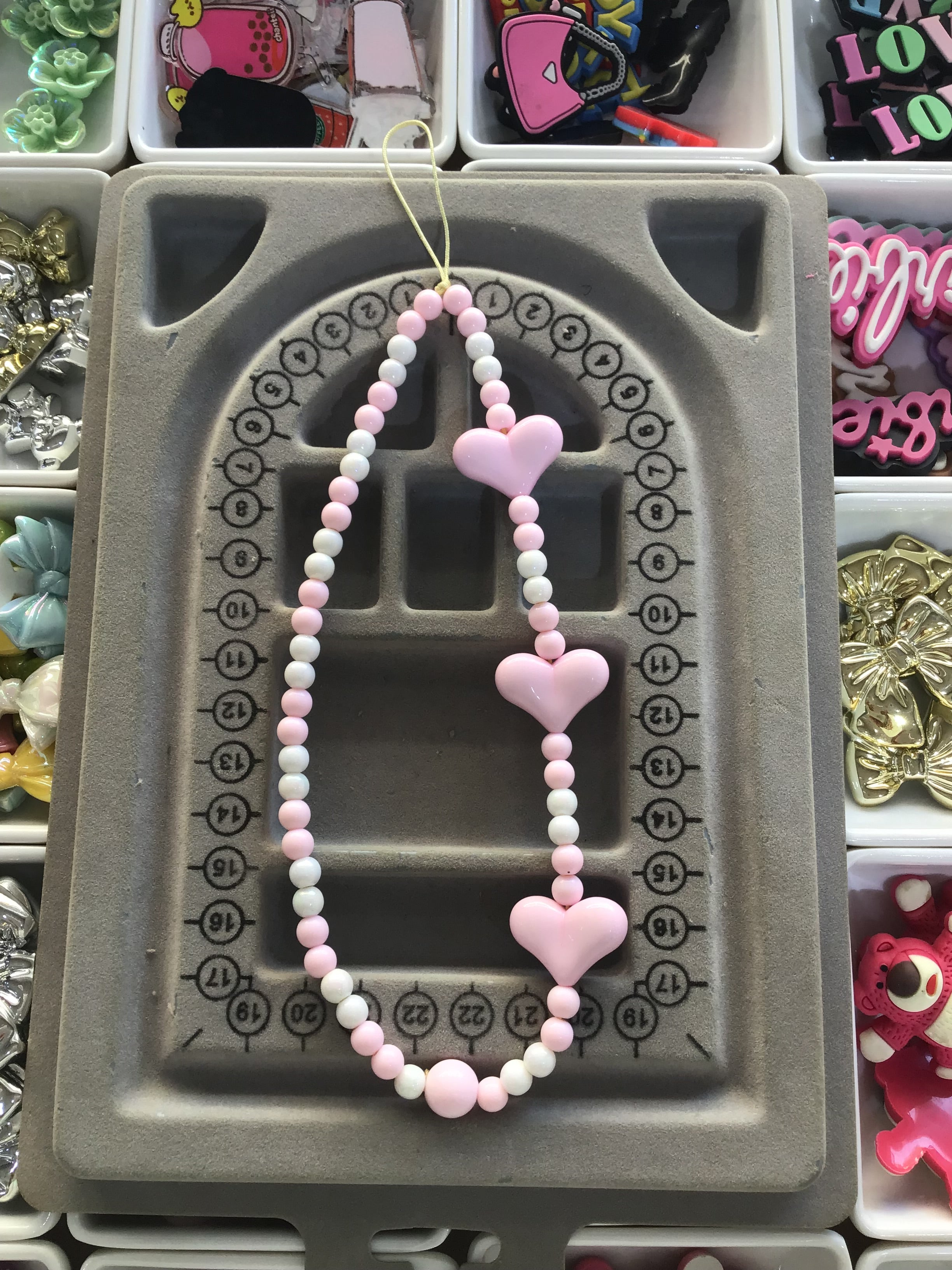 Pink heart Phone charm