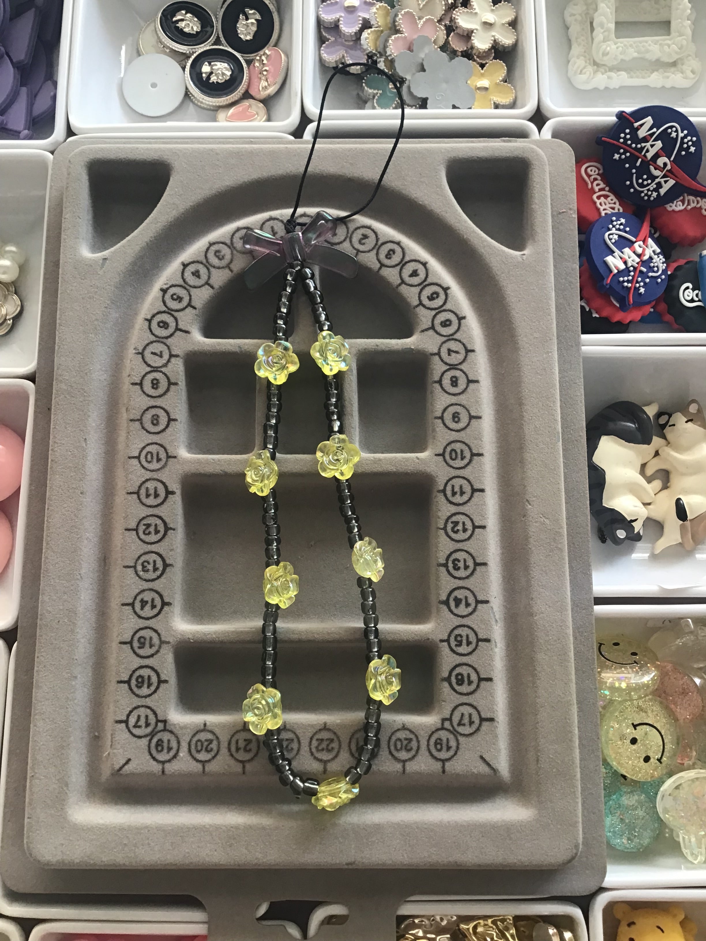 Black & Yellow Flowers Phone Charm