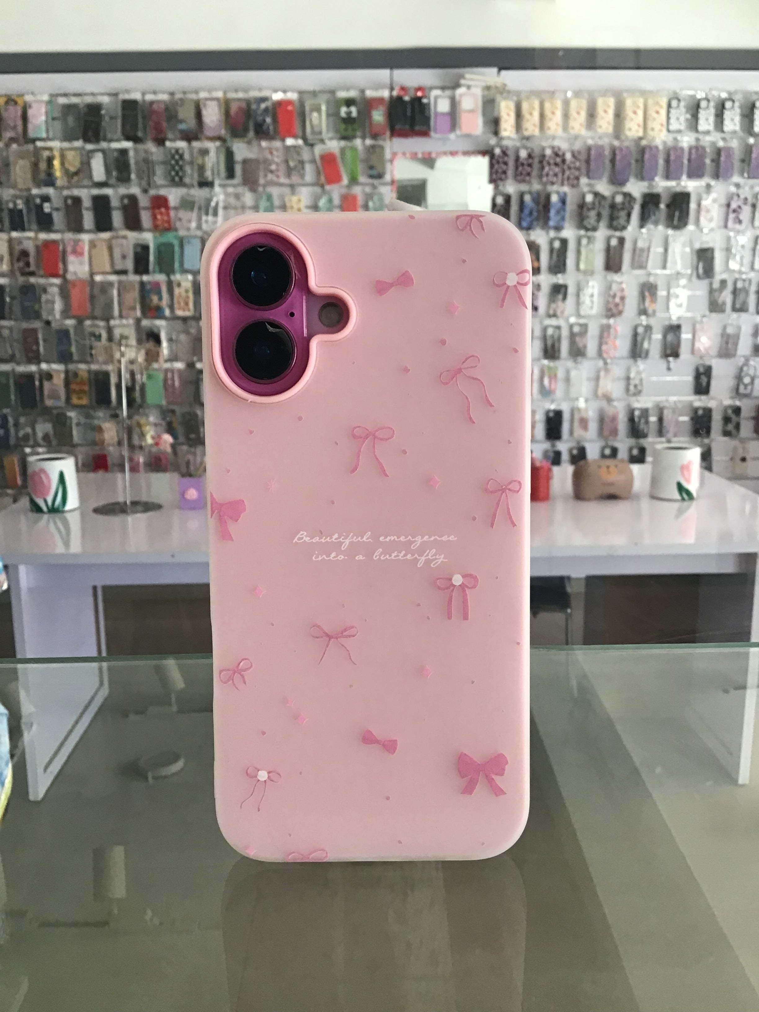 Pink Butterfly Bow Case