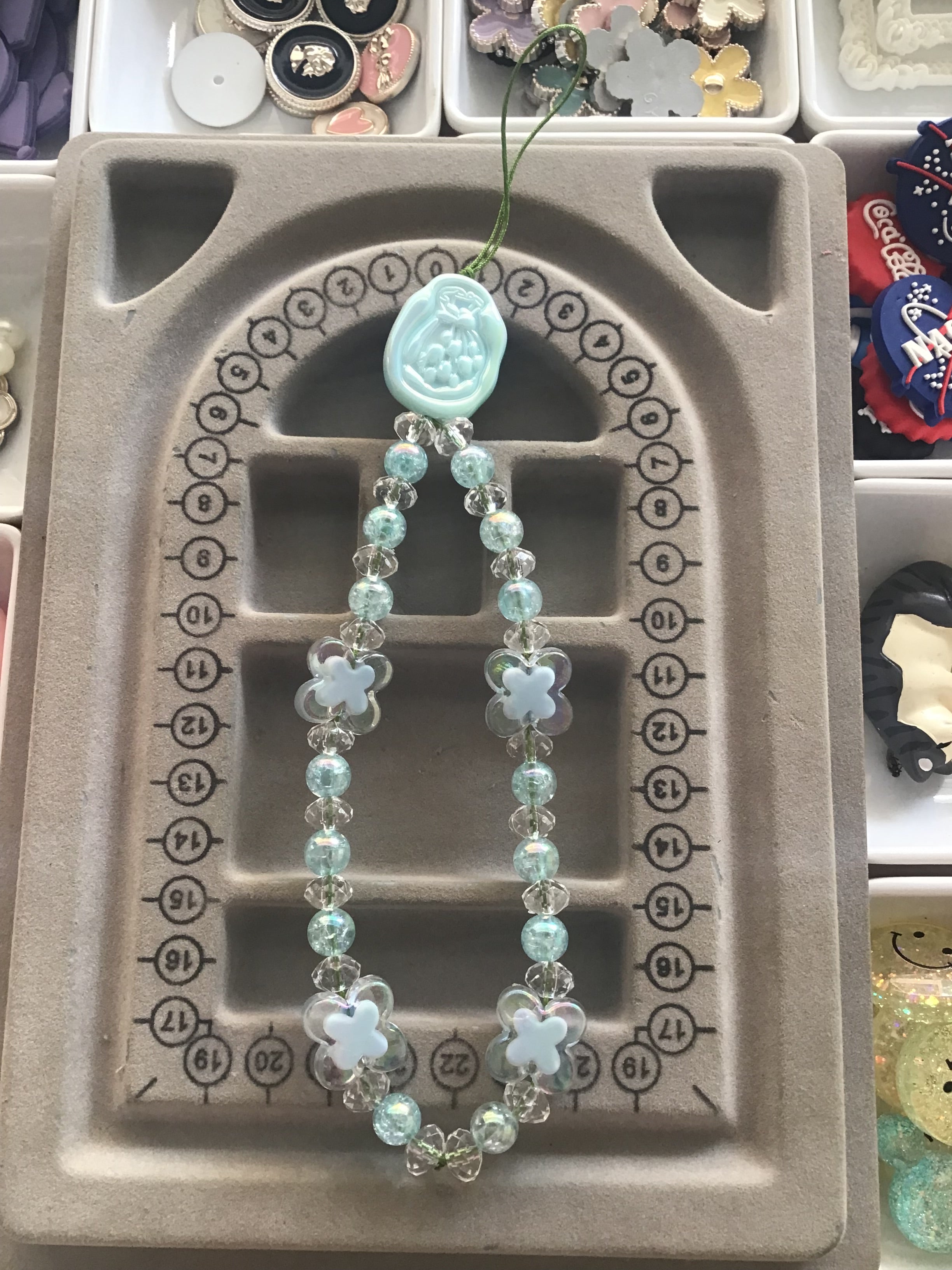 Blue flower Phone Charm