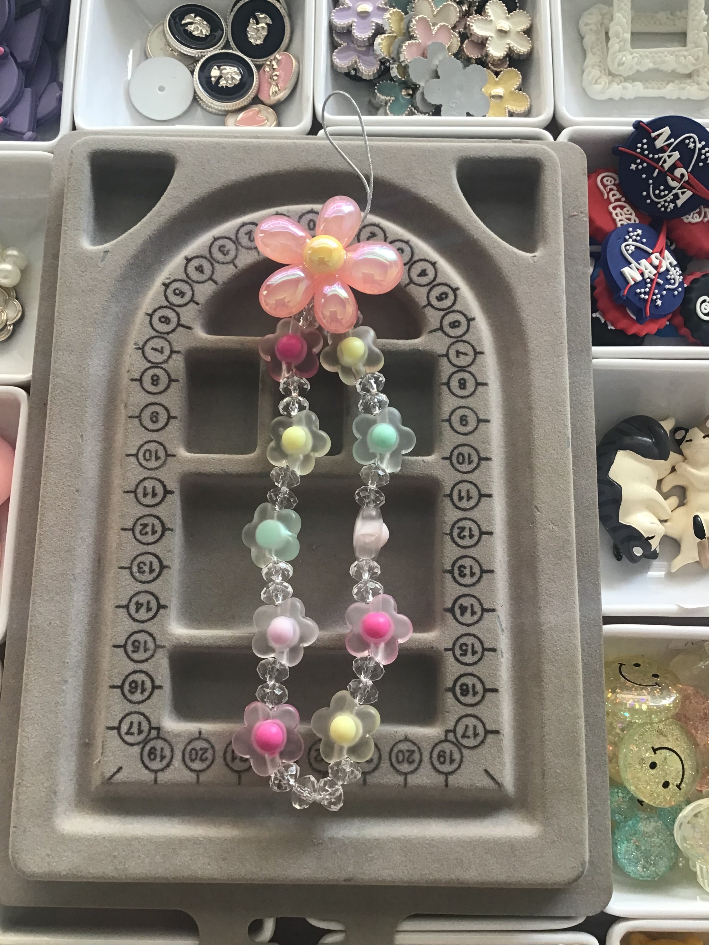 Multi Color flower Phone Charm