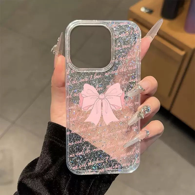 Glitter Bow Clear Case