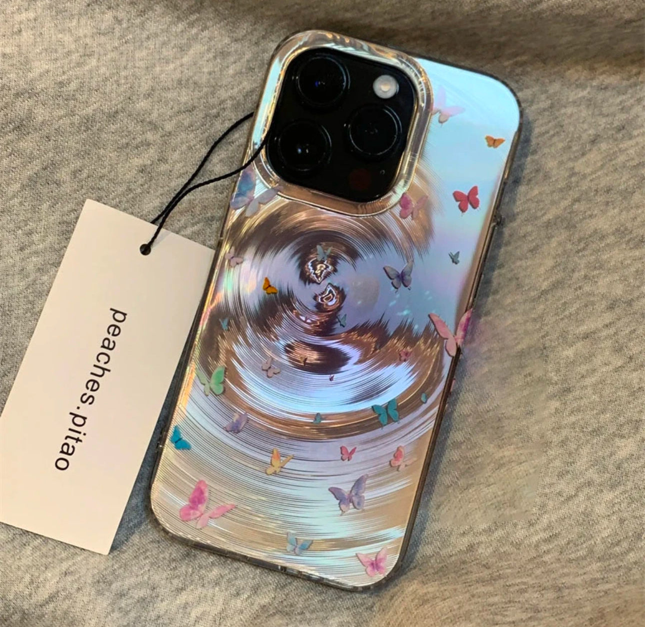 Aesthetic Silver Swirl Colorful Butterfly Phone Case For IPhones