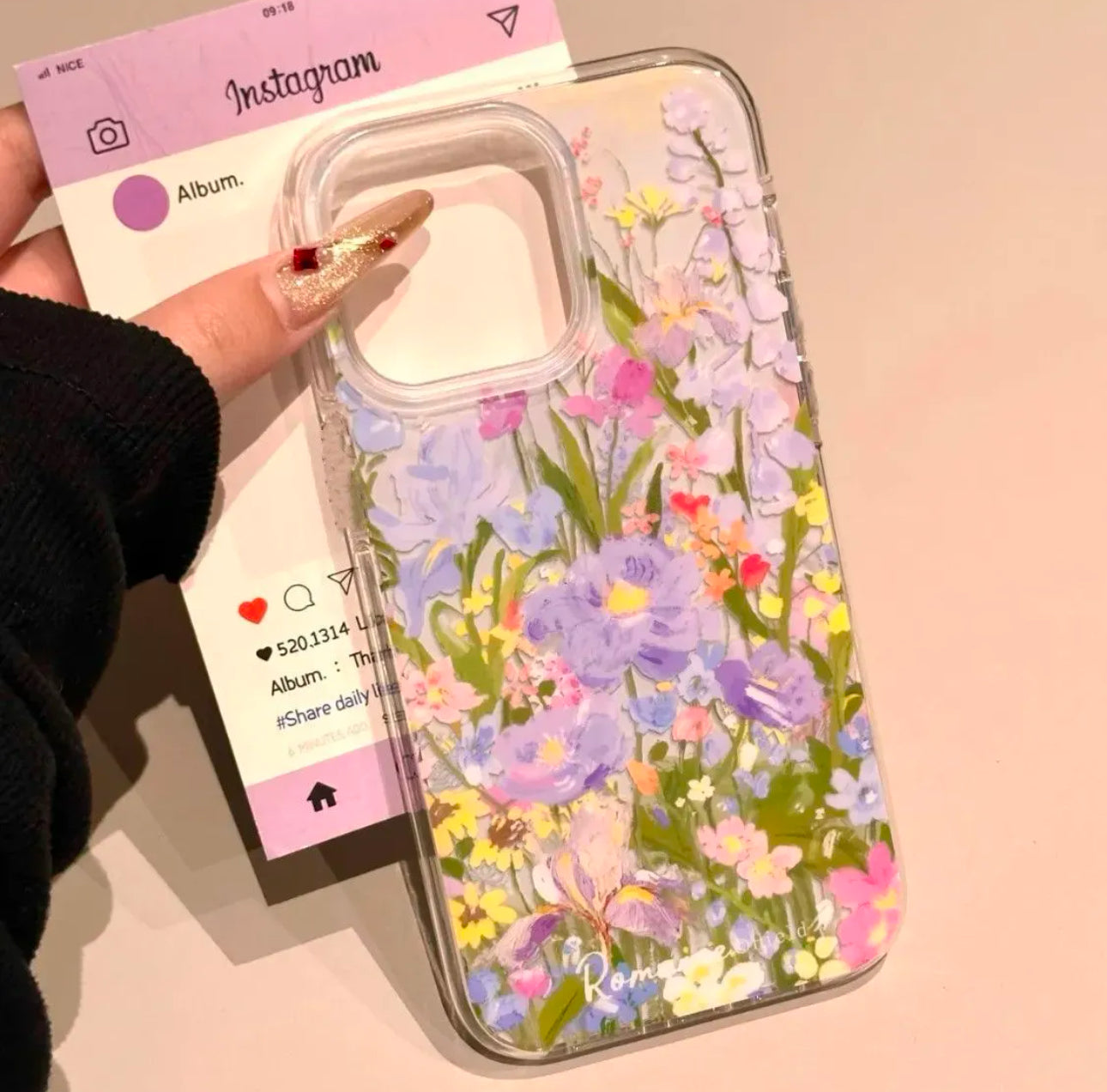 Colorful oil painting flower phone case