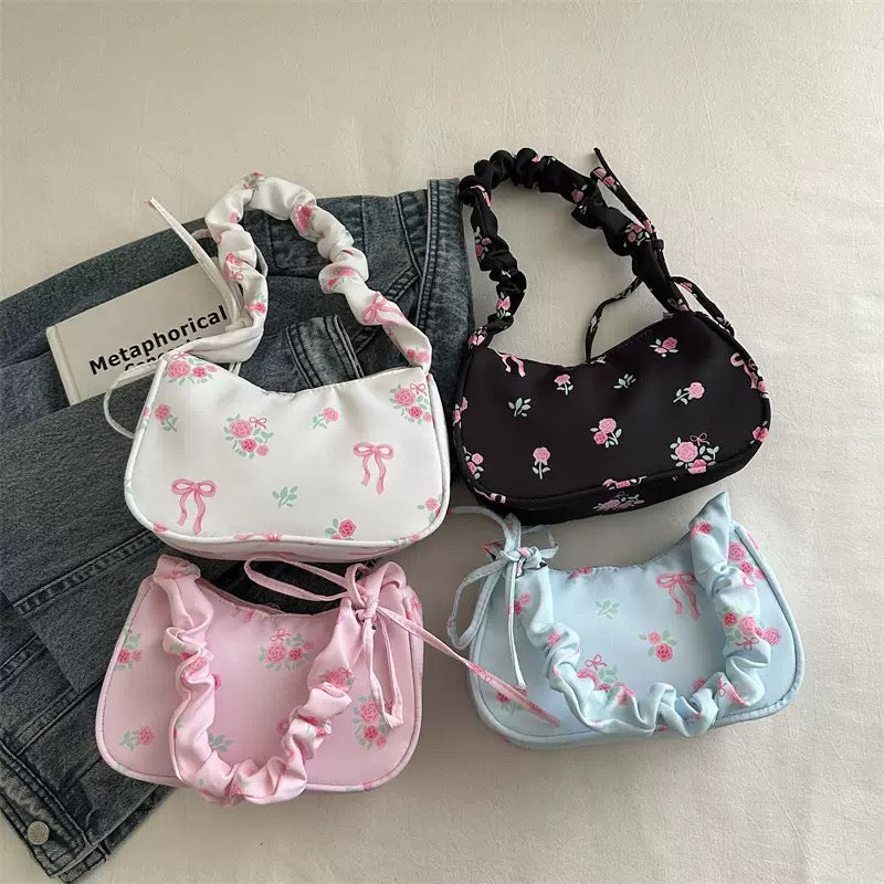 Pre-Order Bow fashionable underarm bag vintage texture handbag