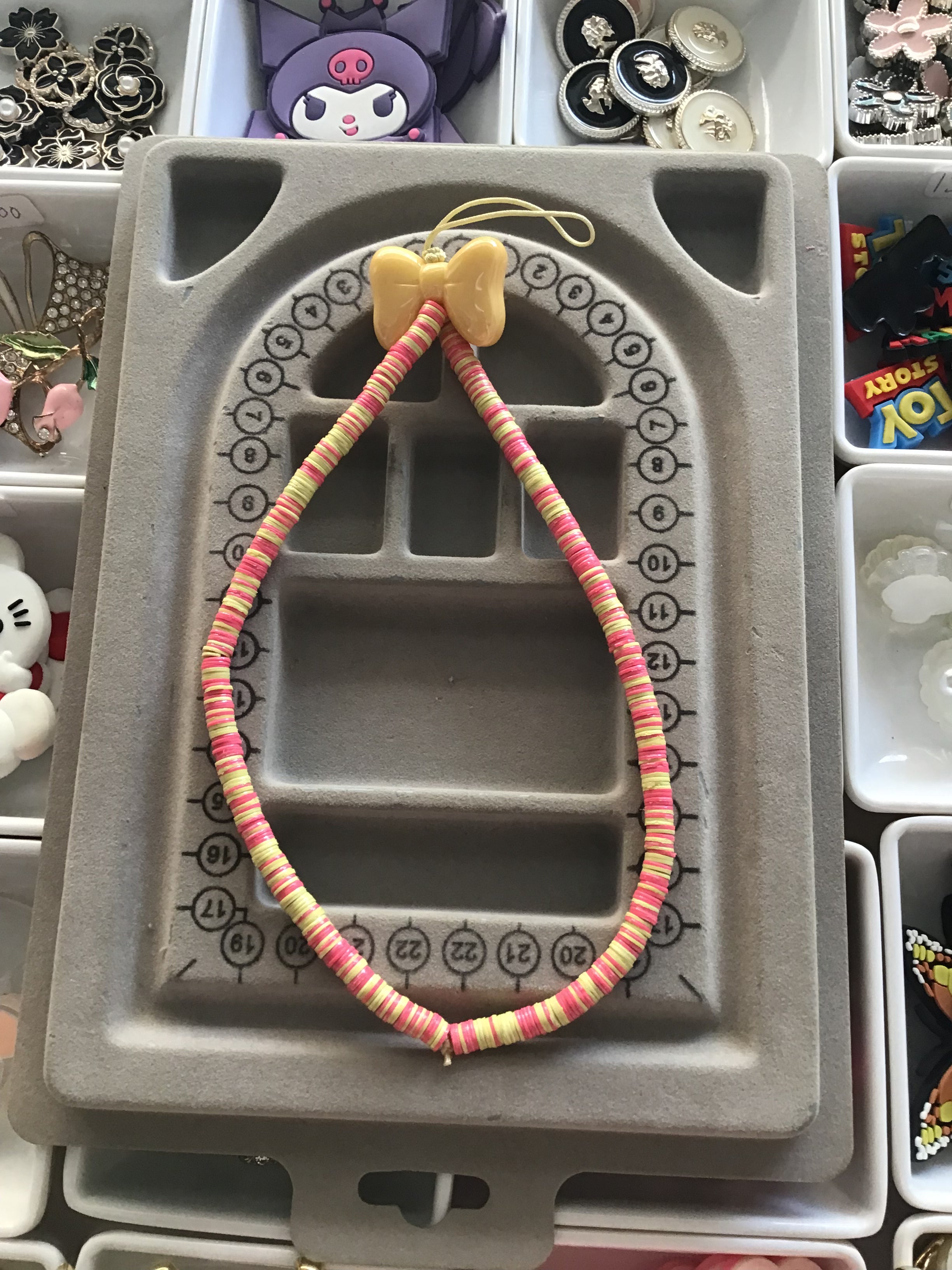 Pink & yellow with yellow bow phone charm