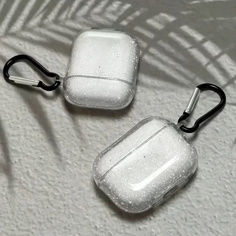 Clear Glitter AirPods Case (with Black Clip)