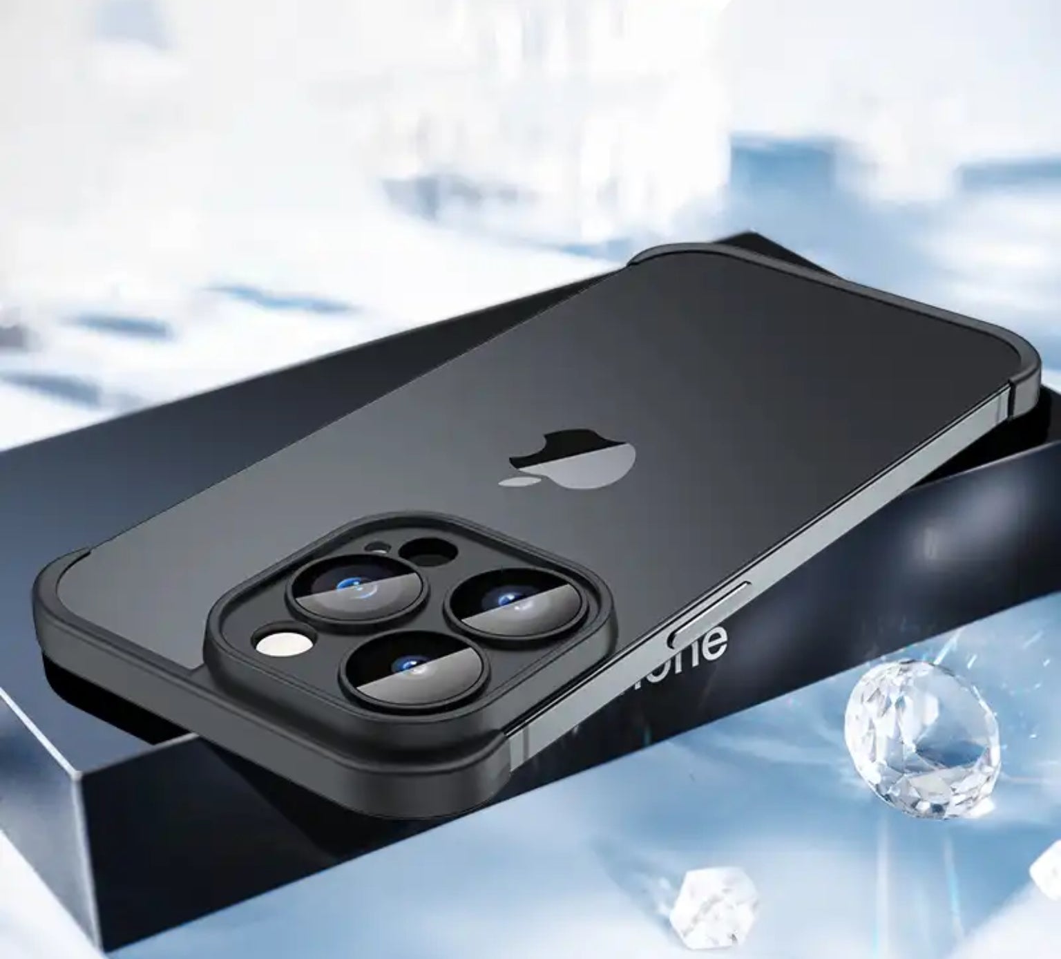 Frameless Black Bumper Camera Protection Case For iPhones