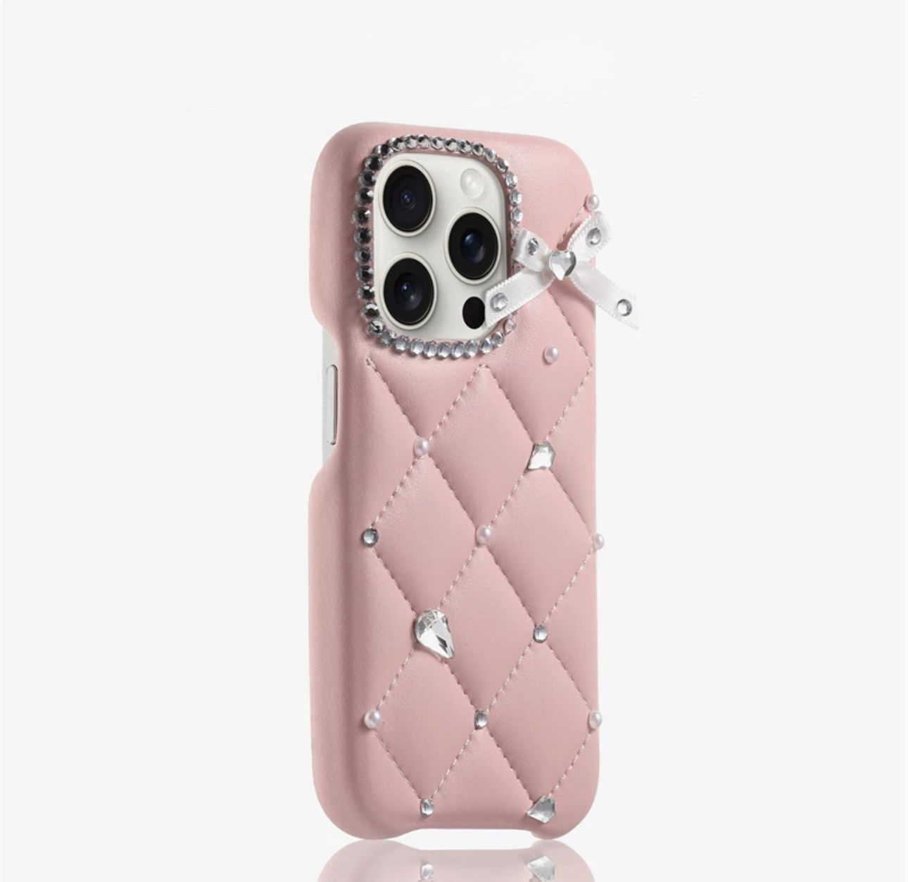 Premium leather case with pearl & stones for Iphones