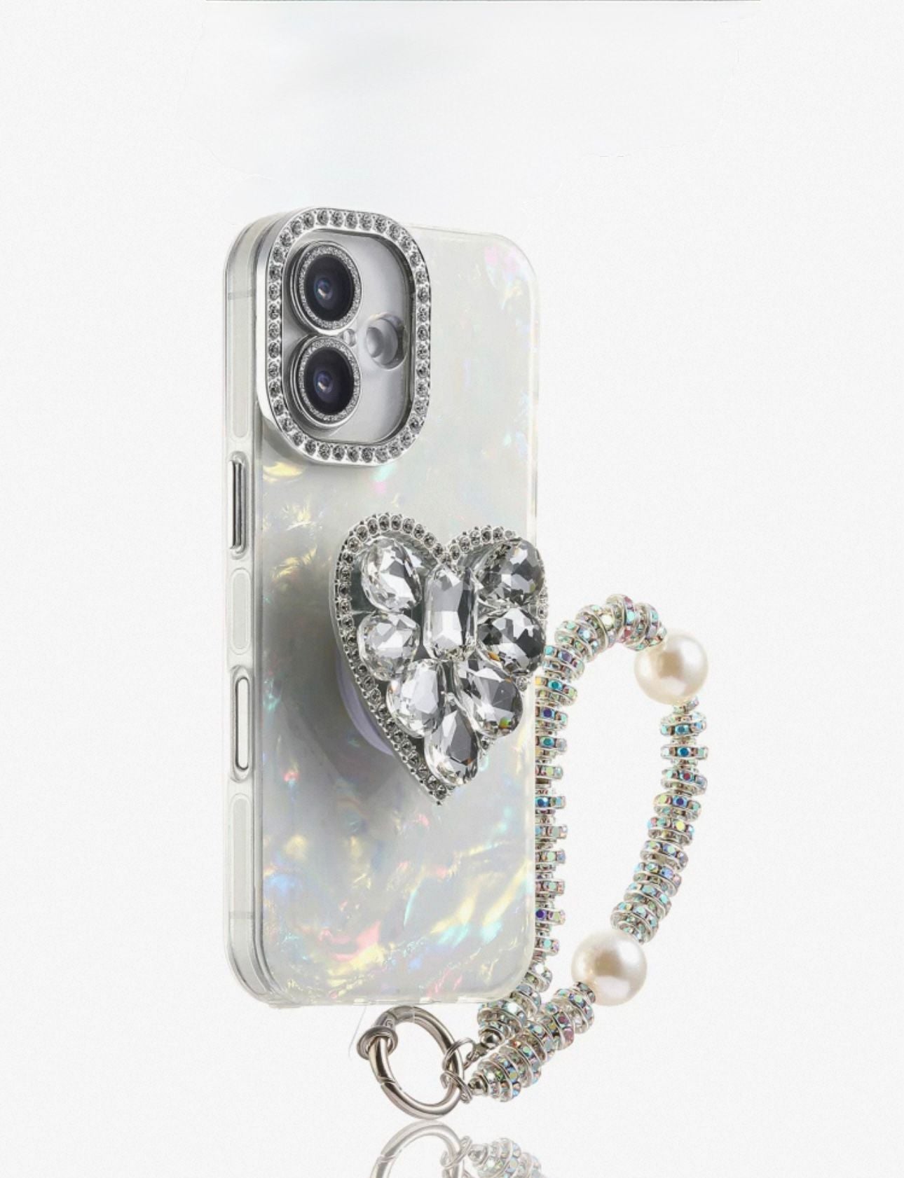 Pre-Order colorfull silver case with heart grip & charm For IPhone
