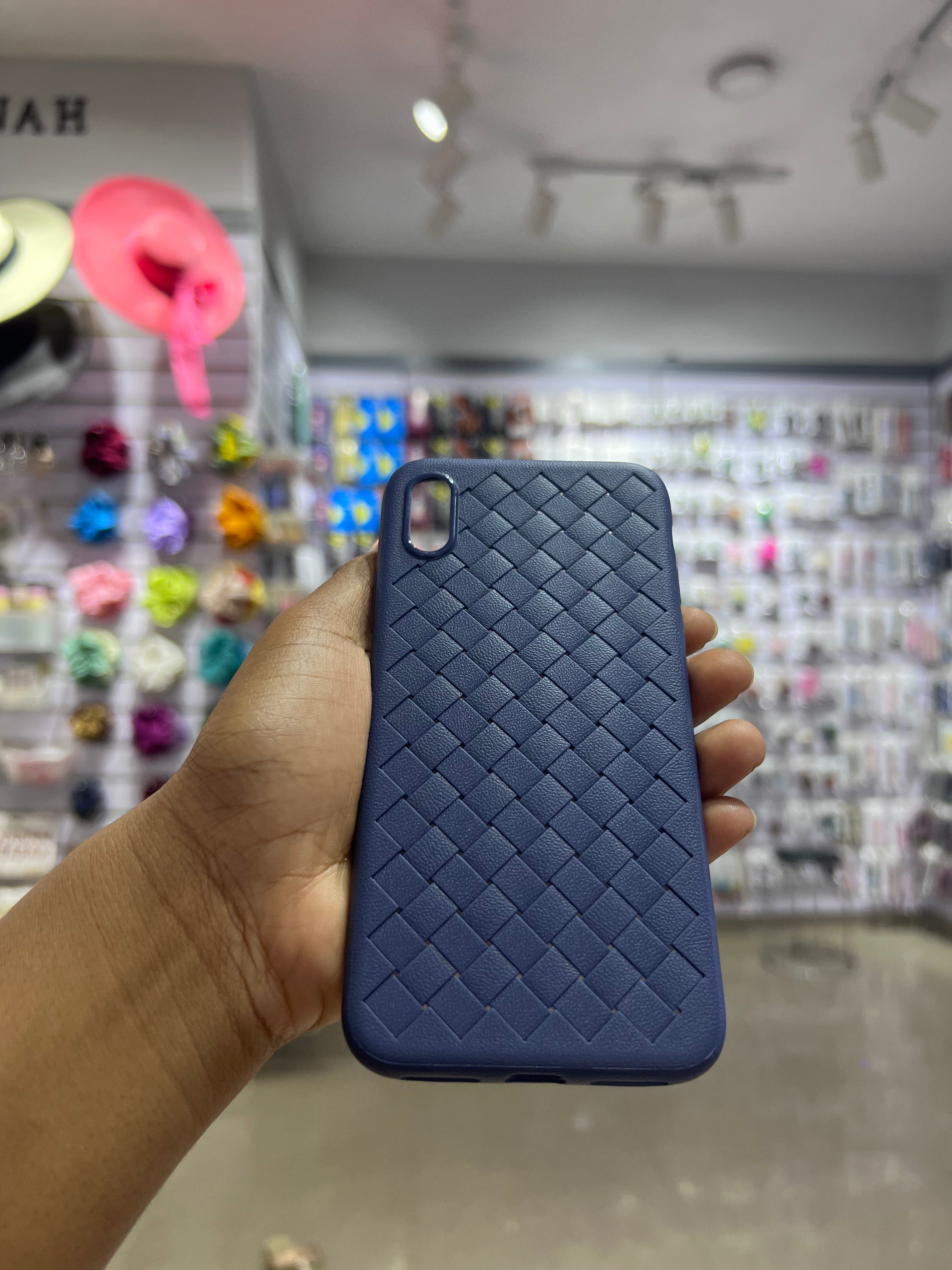 Blue Soft Grid Case For IPhones Xmax