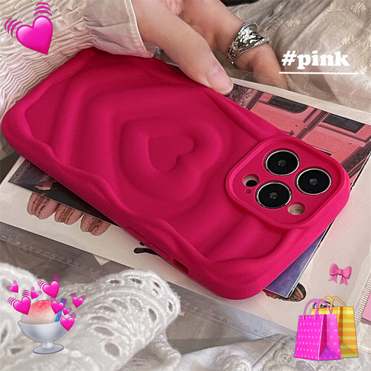 Pink Silicone Heart Case  For iPhone
