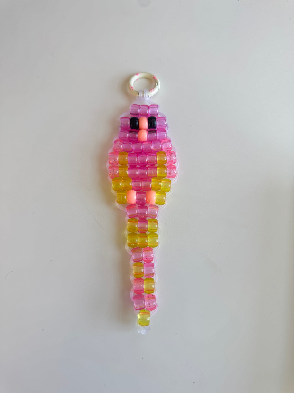 Pink Beaded Parrot Charm