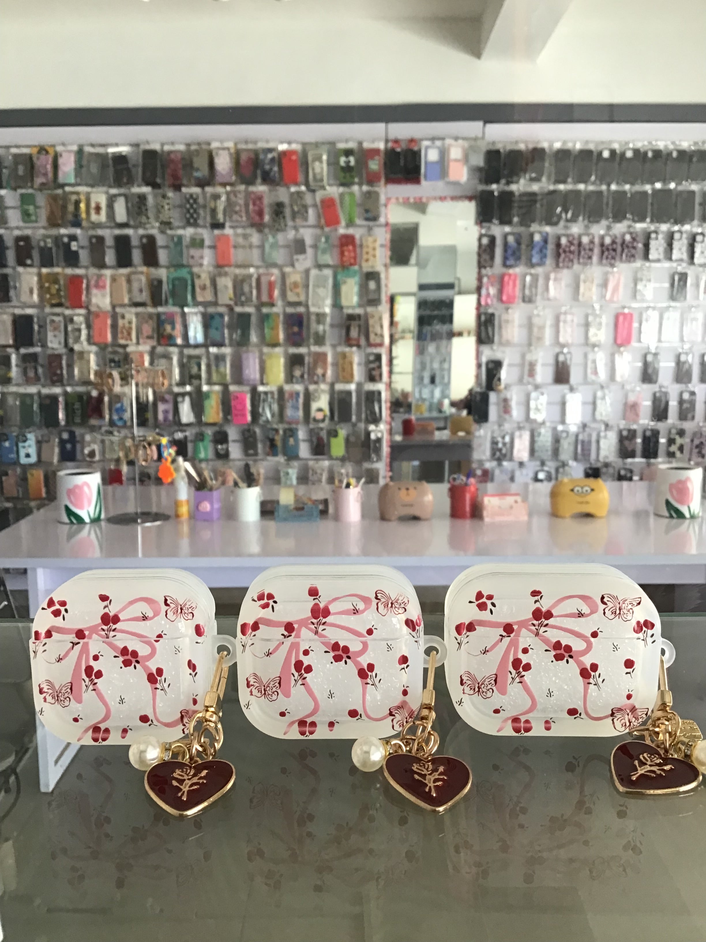 Blossom Bow AirPods Case with Heart Charm