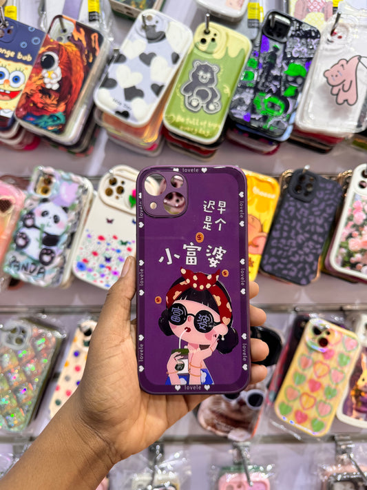 Purple Makeup girl Case For IPhones
