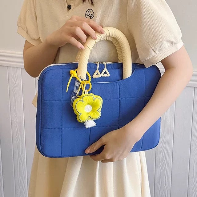 Puffy Flower Handle Laptop Bag