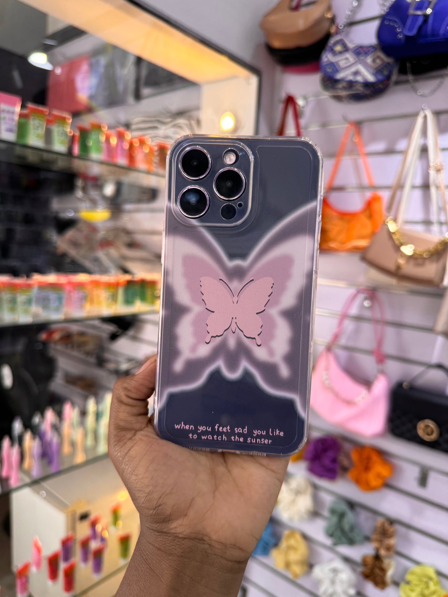 Pink Butterfly Heart Case for iPhones