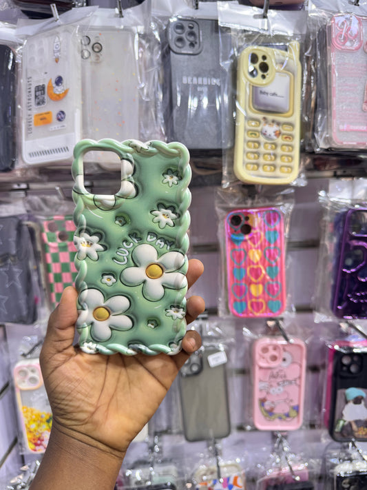Green flower luck day case for iPhones