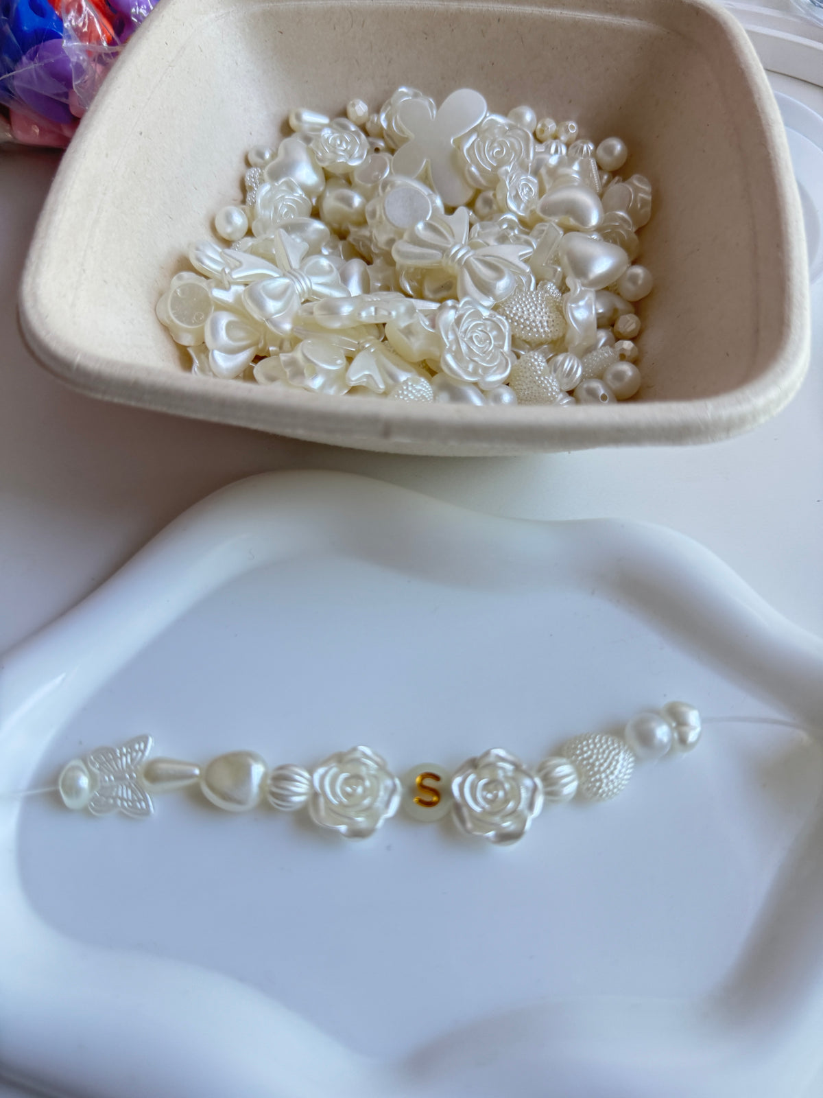 Personalized initial Pearl Rose Bracelet
