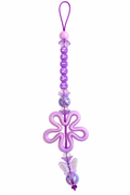 Personalized Purple Flower Phone Charm – Custom Name Beaded Phone Strap