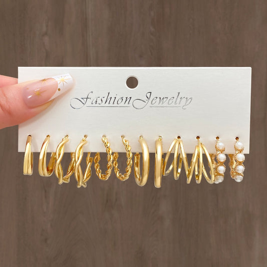 6pc Gold  Earrings Set