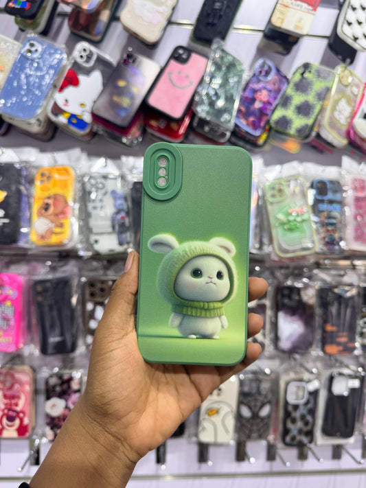 Green cute rabbit case for iPhones