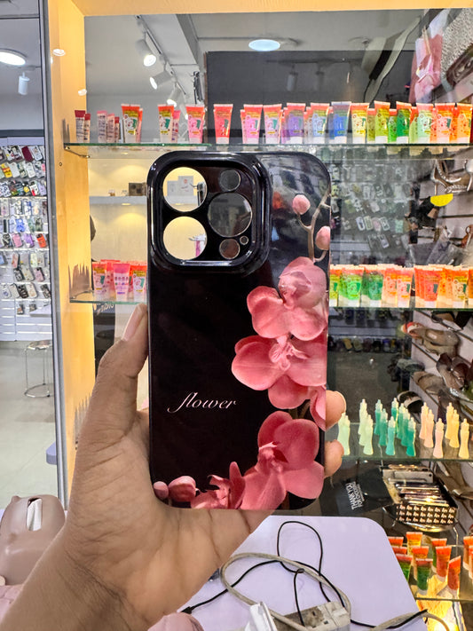 Pink Flower plastic Case For iPhones