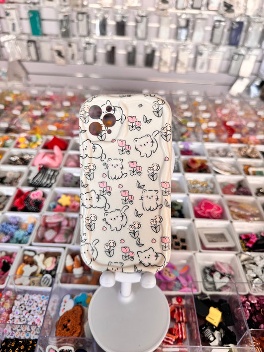 Cute cat and flower case for iPhones