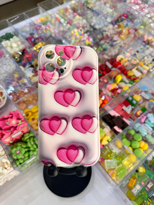 3D pink Hearts Case For IPhones