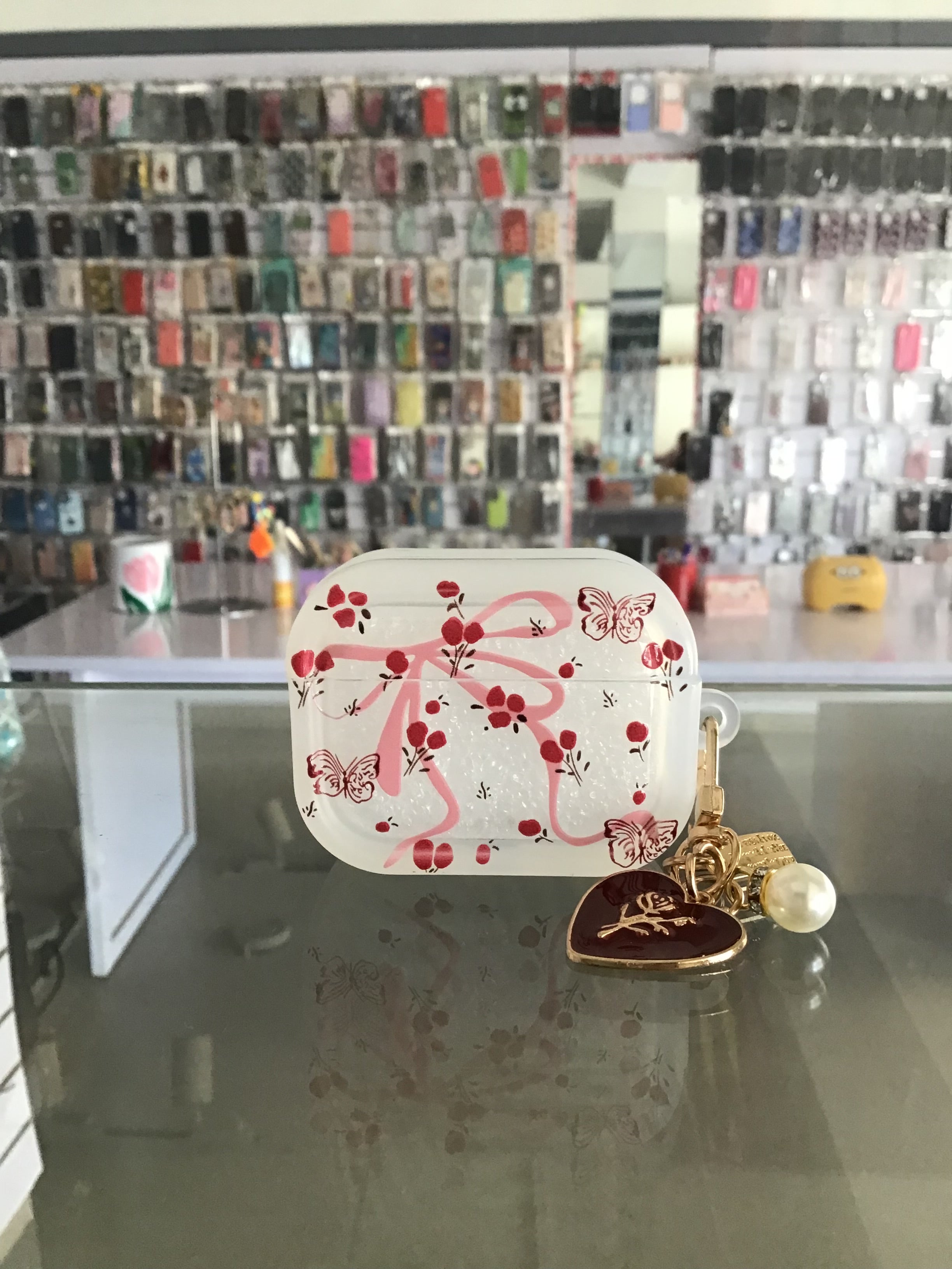 Blossom Bow AirPods Case with Heart Charm