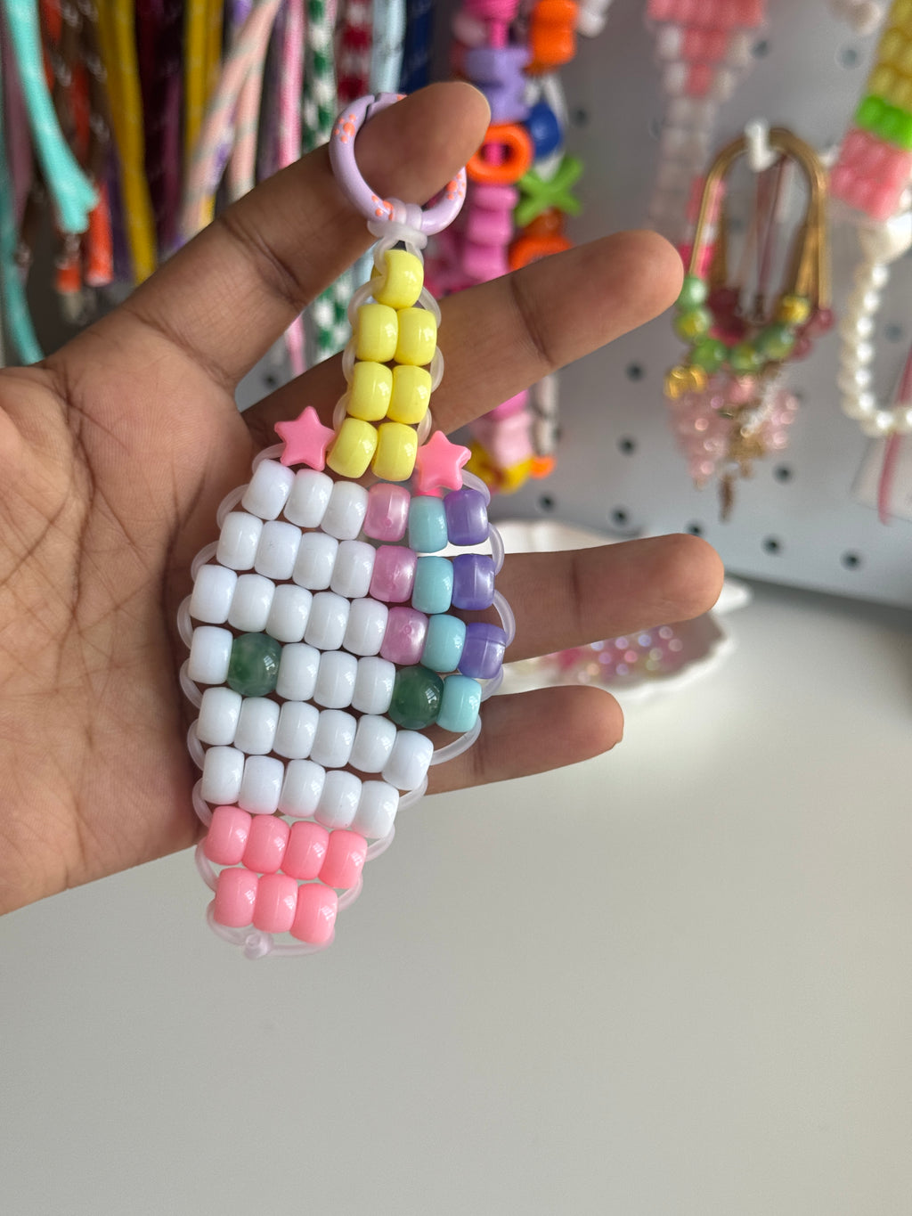 Pony Bead Unicorn Keychain
