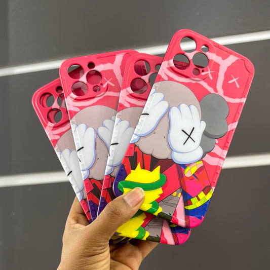 Pink  kaws Protective Case For iPhone